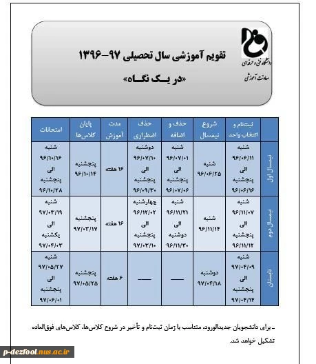 تقویم آموزشی سال تحصیلی 97-96